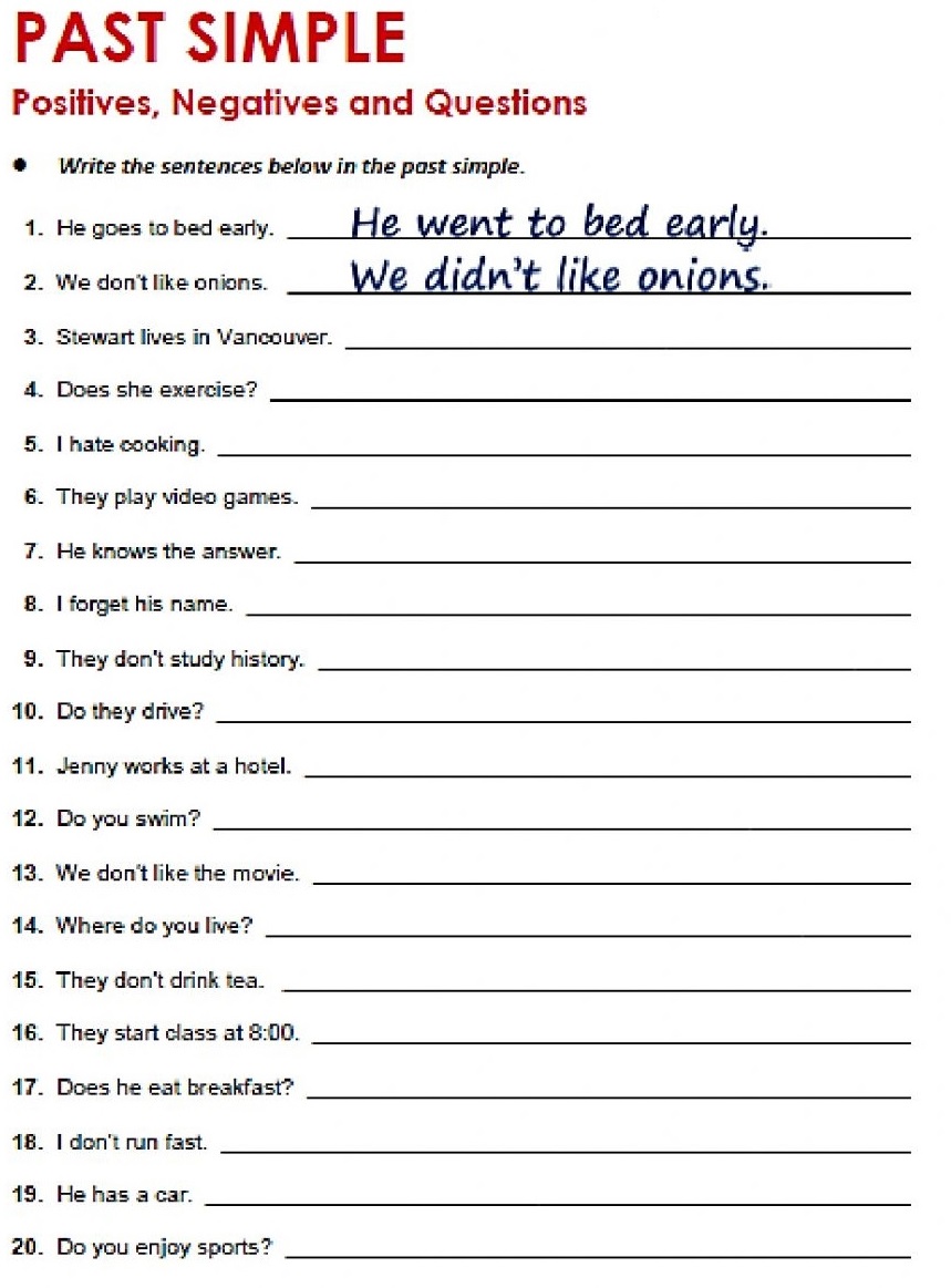 Past Simple Tense Worksheet